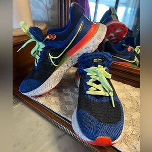 Nike Kids Blue Neon Green Orange Accent Sneakers